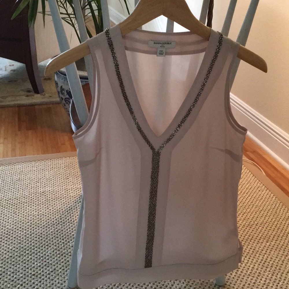 Pale pink banana republic sleeveless blouse